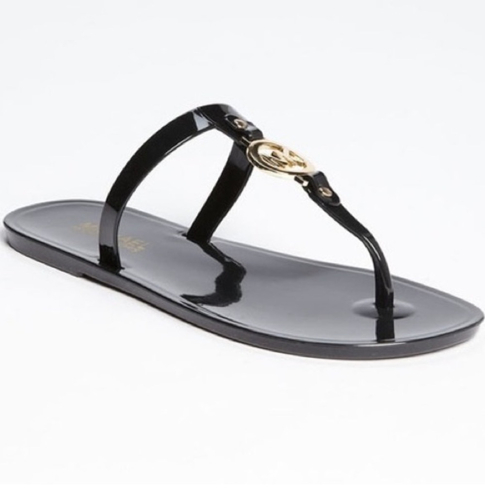 MICHAEL Michael Kors Sondra Jelly T Strap Gold Logo Sandal Nordstrom Exclusive